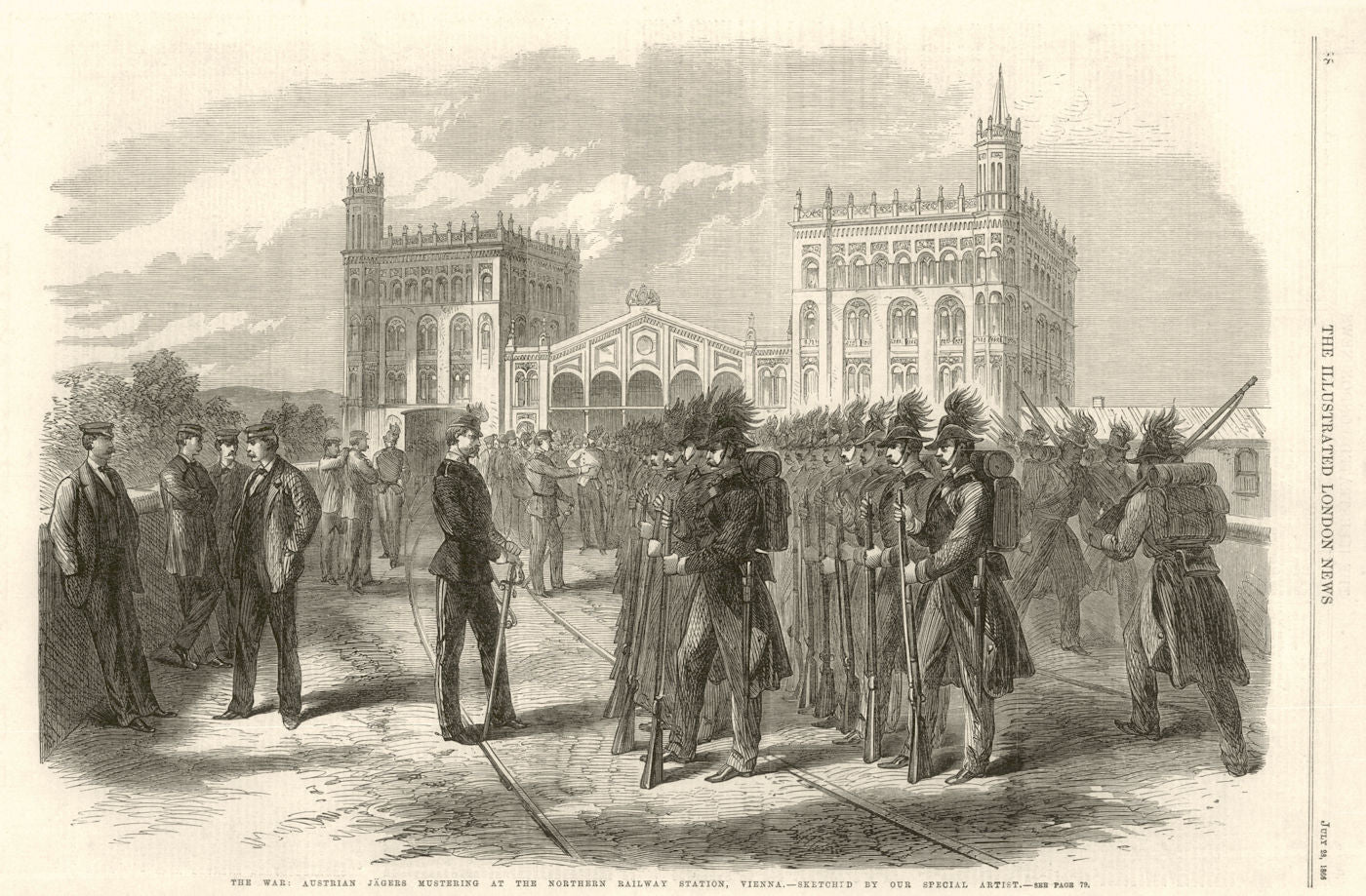 Austro-Prussian War: Austrian Jägers. Northern railway station, Vienna 1866
